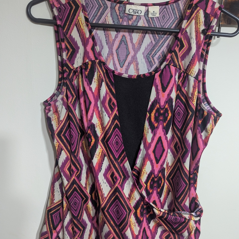Cato Pink and Black Wrap Tank Top